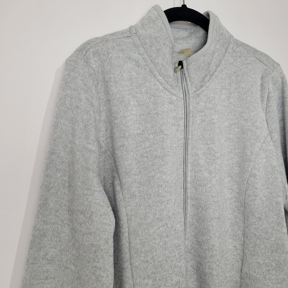 HYBA WOMEN'S LONG SLEEVE ZIP UP ATHLETIC SWEATER HEATHER GRAY SIZE XL - Picture 3 of 11